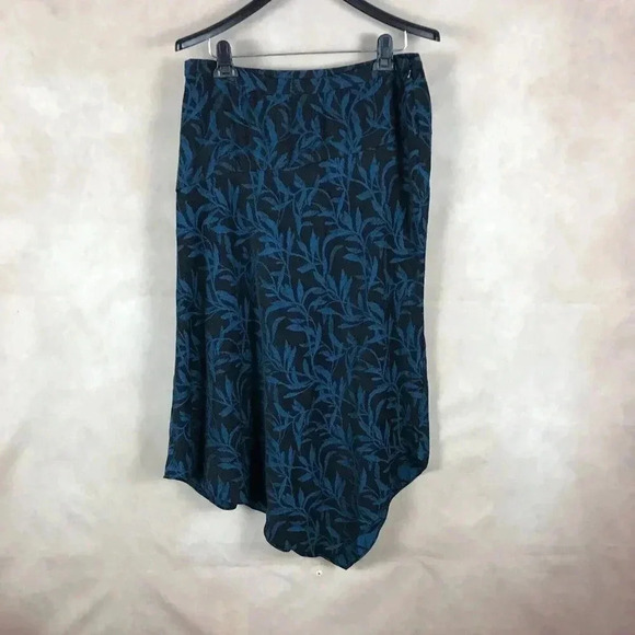 ALFANI Black/Teal Floral Asymmetrical Hem Midi Skirt NEW 18 - Picture 8 of 9